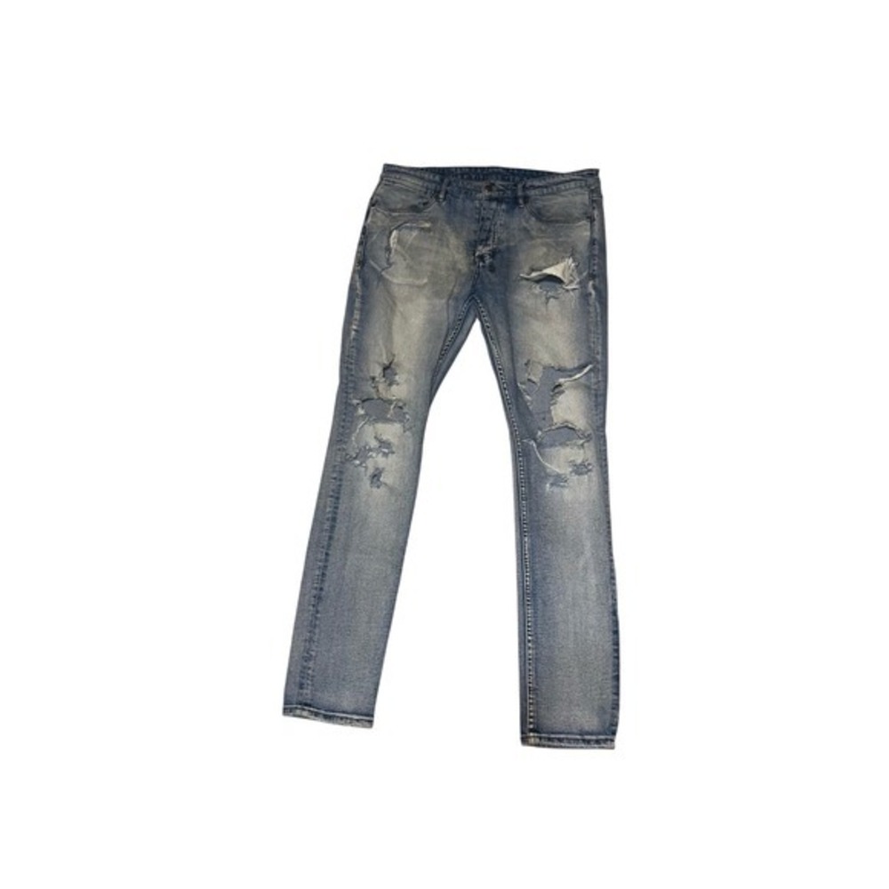 Ksubi Van Winkle Fire Patch Punk Blue Distressed Denim Jeans Mens Size 36